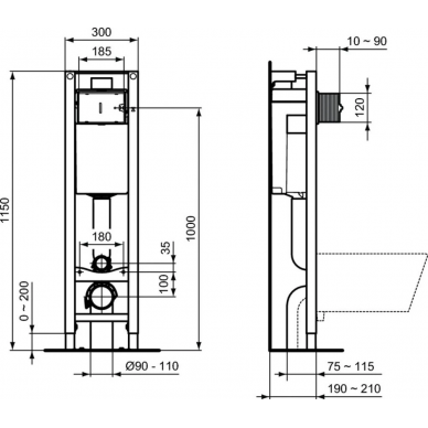 Инсталляция Ideal Standard (W220101) в комплекте с унитазом Connect (E803501) микролифт 5