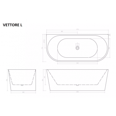 Акриловая ванна Cerutti SPA Vettore W (CT9345) (170х75) 5