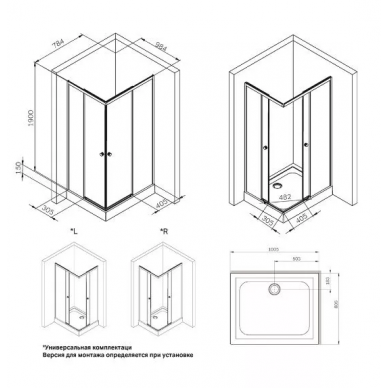 Душевой уголок Am.Pm X-Joy Square Slide (W94G-403-10080-MТ) (100х80 см), профиль матовый хром/стекло прозрачное 6