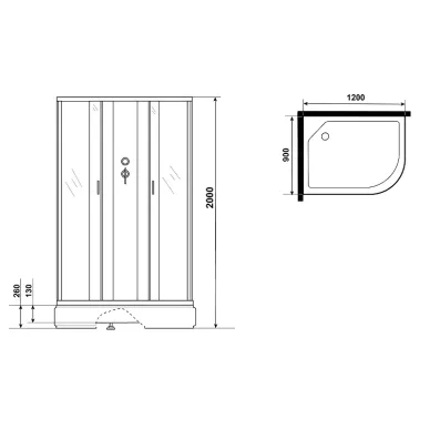 Душевая кабина Niagara Classic 120х90 L (NG-33294-14LBK) без гидромассажа 10
