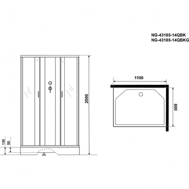 Душевая кабина Niagara Classic 110х80 (NG-43185-14QBKG) с гидромассажем 9