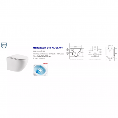 Подвесной унитаз Welt Wasser MERZBACH 041 XL GL-WT (ультра тихий) микролифт 5