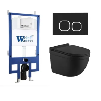 Инсталляция Welt Wasser Bamberg 545 + HEIMBACH 043 MT-BL + Bamberg BL в комплекте с унитазом, безободковый, с сидением микролифт 0