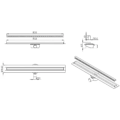 Душевой лоток ALMAes Bajo (BG80BL) 800 мм чёрный 8