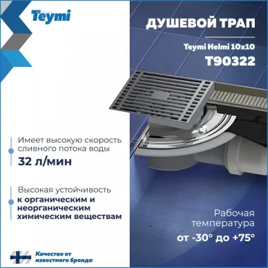 Трап для душа Teymi Helmi T90322 10x10 см 13