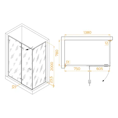 Душевой уголок RGW Stilvoll SV-040Gr 353204048-11 140x80x200 см, профиль серый/стекло прозрачное 4