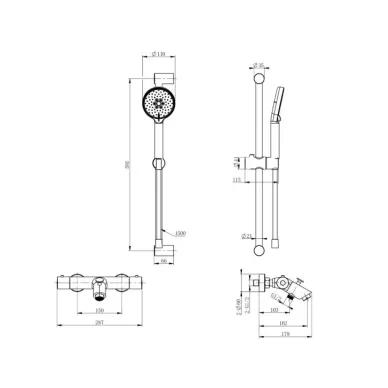 Смеситель для ванны Wonzon & Woghand WW-C2002-A-BGG термостатический, темный графит 1