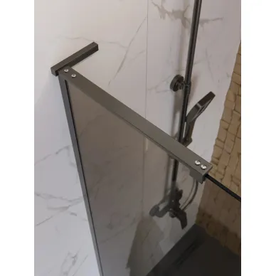 Душевая перегородка BelBagno Uno UNO-L-1-TB-90-BR-GM 90х200 см,профиль оружейная сталь/стекло тонированное 3