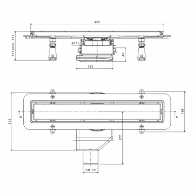 Душевой лоток Pestan Confluo Premium Line (13000292) (черное стекло) (55 см) 5