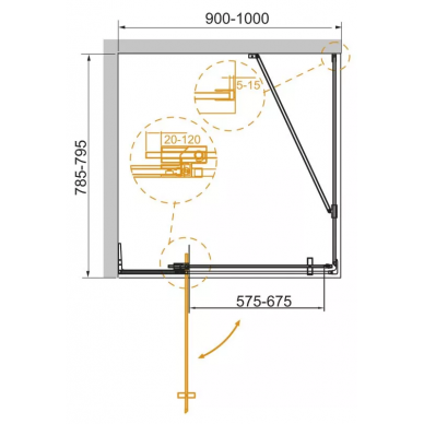 Душевой уголок Cezares Slider AH 1 (SLIDER-AH-1-80-90/100-GRIGIO-Cr) 3