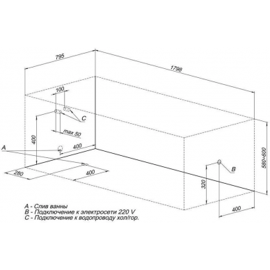 Акриловая ванна Aquanet Riviera (00231080) 180х80 см, с каркасом 6