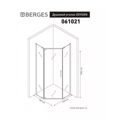 Душевой уголок Berges Oxygen  (061021) (90x90) (универсальная) профиль хром/прозрачное стекло 5