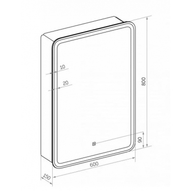 Зеркальный шкаф Art&Max Platino (AM-Pla-600-800-1D-L-DS-F) (60x80 см) с LED подсветкой 8