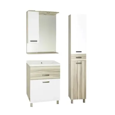 Тумба для ванной Style Line Ориноко ЛС-00000383 60 см с корзиной для белья, белый/ориноко 3
