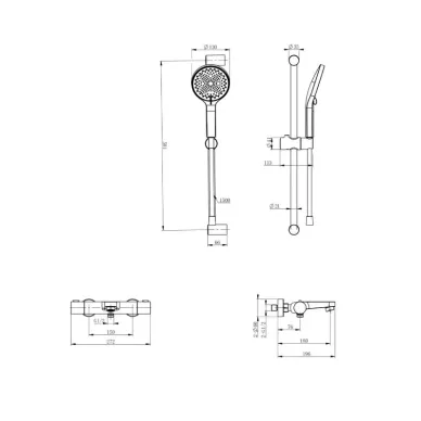 Смеситель для ванны Wonzon & Woghand WW-C2018-A-BGG термостатический, темный графит 1