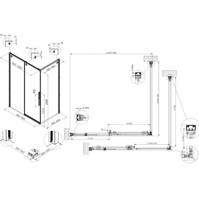 Душевой уголок Vincea Ultima VSR-7UL9010CL 100x90х200 см, профиль хром/стекло прозрачное 3
