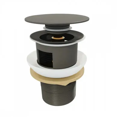 Сливной набор для раковины Teymi Solli T140203 с переливом, click-clack, графит матовый 8