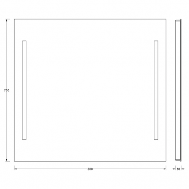 Зеркало Evoform Ledline (BY 2118) (90 см) (с 2-мя встроенными LED-светильниками) 1