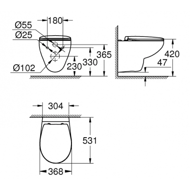 Чаша подвесного унитаза Grohe Bau Ceramic (39351000) безободковый с крышкой микролифт 6