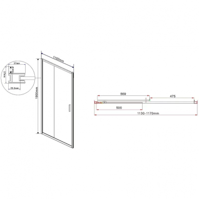 Душевая дверь Vincea Garda (VDS-1G115CH) 115х190 см, профиль хром/стекло шиншилла 1