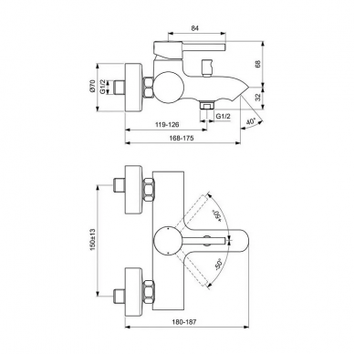 Смеситель для ванны Ideal Standard Ceraline (BC199U5) белый/хром 1
