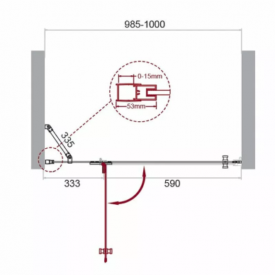 Душевая дверь BelBagno Kraft 100 (KRAFT-B-12-60/40-C-Cr-L) левая, профиль хром/стекло прозрачное 7