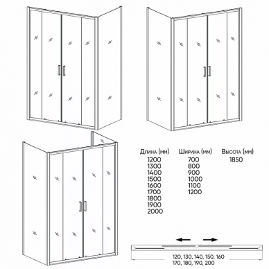 Душевой уголок Veconi Rovigo RV-045 (RV045-150100PR-01-19C1) 150x100 см, профиль хром/стекло прозрачное 1
