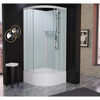 Душевая кабина Frank F400/2 White (134009) 100х100х215 см, прозрачное стекло, без крыши 5