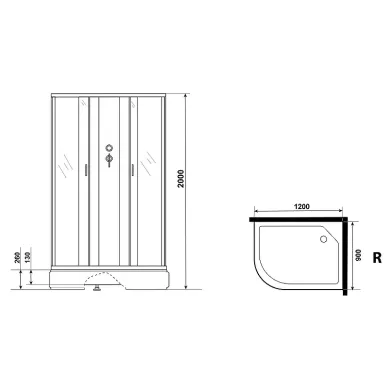 Душевая кабина Niagara Classic 120х90 R (NG-33294-14RBK) без гидромассажа 9