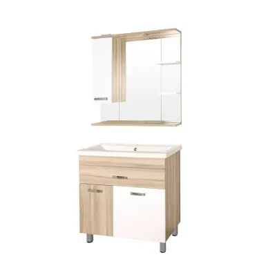 Тумба для ванной Style Line Ориноко ЛС-00000636 80 см с корзиной для белья, белый/ориноко 7