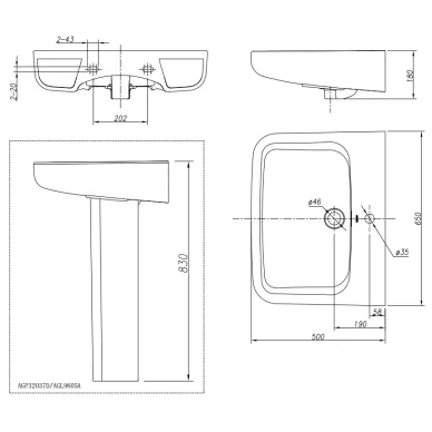 Раковина Arrow AGP32037D 65 см, белая 10