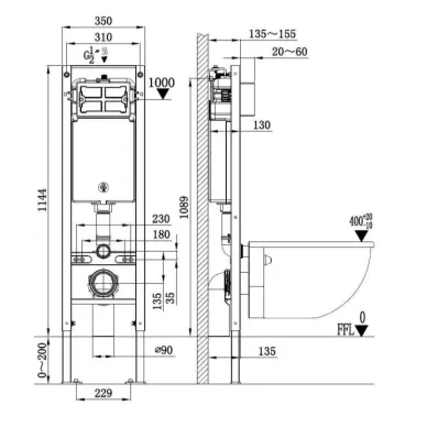 Инсталляция Welt Wasser AMBERG 350 + SALZBACH 041 MT-GR + AMBERG RD-BL в комплекте с унитазом, безободковый, с сидением микролифт 5