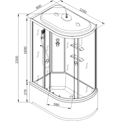 Душевая кабина DTO EM EM2712LEL 120x80x220 см, левая, с электрикой 10