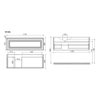 Тумба для ванной Sancos Very  VR120LSM левая, 120см, doha soft 5