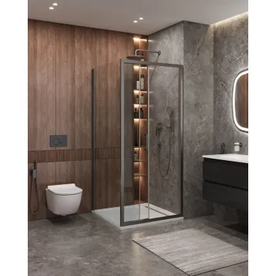 Душевой уголок Cezares Molveno MOLVENO-AHF-31-100/90-C-GM-IV 100x90 профиль оружейная сталь/стекло прозрачное 1