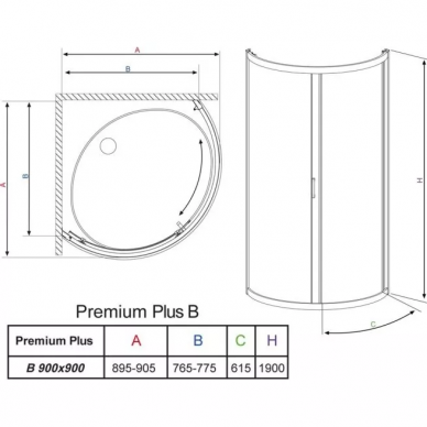 Душевой уголок Radaway Premium Plus B (30473-01-01N) (9i0х90) прозрачное стекло 4