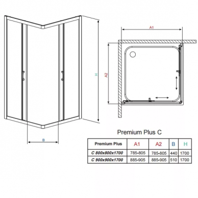 Душевой уголок Radaway Premium Plus C (30461-01-01N) (80х80) прозрачное стекло 3