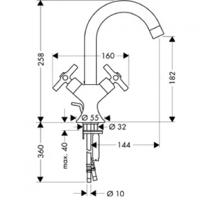 Смеситель для раковины Hansgrohe Axor Terrano двувентельный 37030 1