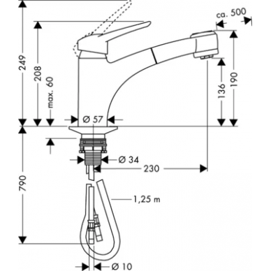 Смеситель для кухни Hansgrohe Metropol E (14837000) 1