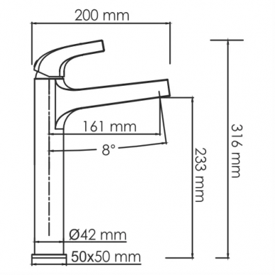 Смеситель для раковины Wasserkraft Sauer 7100 (7103H) с высоким изливом (глянцевое золото) 6