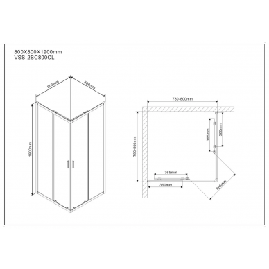 Душевой уголок Vincea Scala (VSS-2SC800CL) 80x80х190 см 6