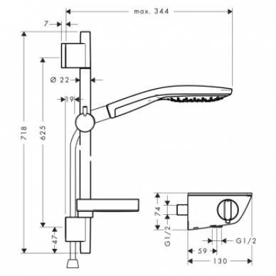 Термостат для душа Hansgrohe Ecostat Select (27036000) с душевым гарнитуром 1