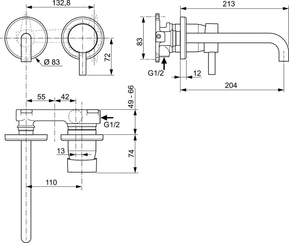 Смеситель настенного монтажа типа ideal standard a6938aa a5948nu