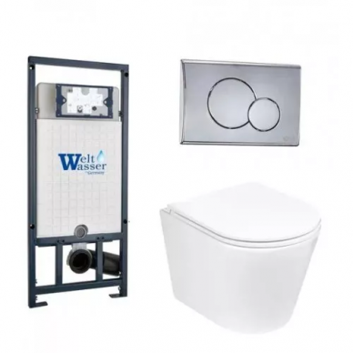 Инсталляция Welt Wasser MARBERG 507 + SALZBACH 004 GL-WT + MAR 507 RD в комплекте с унитазом, безободковый, с сидением микролифт 0