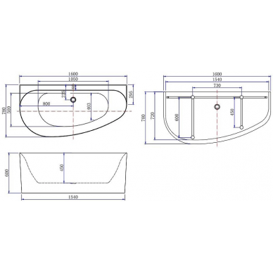 Акриловая ванна Allen Brau Priority 5 (2.31005.20B), правая, 160x78 см, белый глянец 6