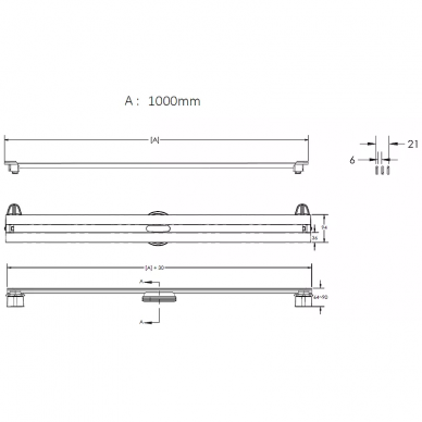 Душевой лоток Berges Super Slim 1000 (090055) S-сифон вертикальный, матовый хром 6