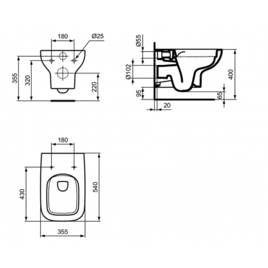 Инсталляция Ideal Standard Prosys I.Life (IP001401) безободковый, микролифт, пневматическая кнопка хром 10
