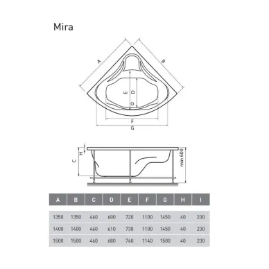 Акриловая ванна Relisan Mira (Гл000000545) 135x135 7