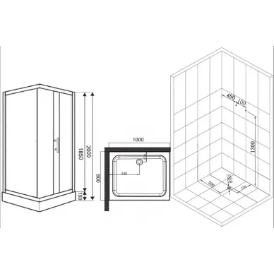 Душевой уголок Esbano ESR-8022, 100x80 см, профиль хром/стекло рифленое/поддон белый 5