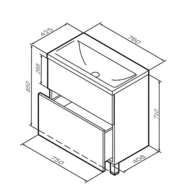 Тумба для ванной Am.Pm Gem (M90FSX0752HF) (напольная) (орех) (75 см) 6
